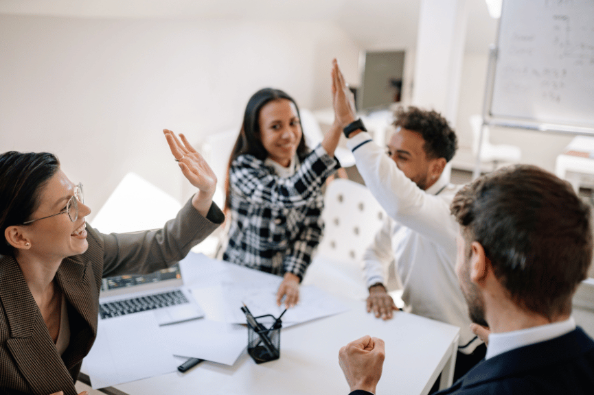 People connecting over a shared idea